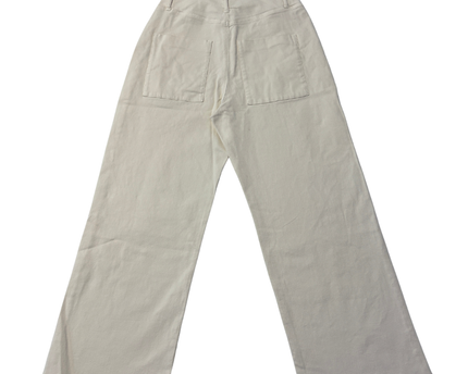 Zara Cream High-Waisted Wide Leg Raw Hem Jeans