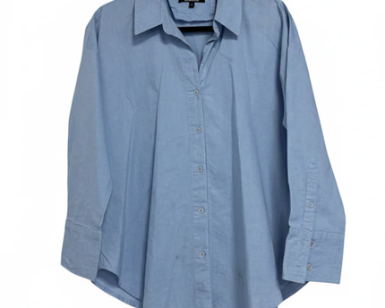 Bebe Blue Long-Sleeved Cotton Button-Down Shirt