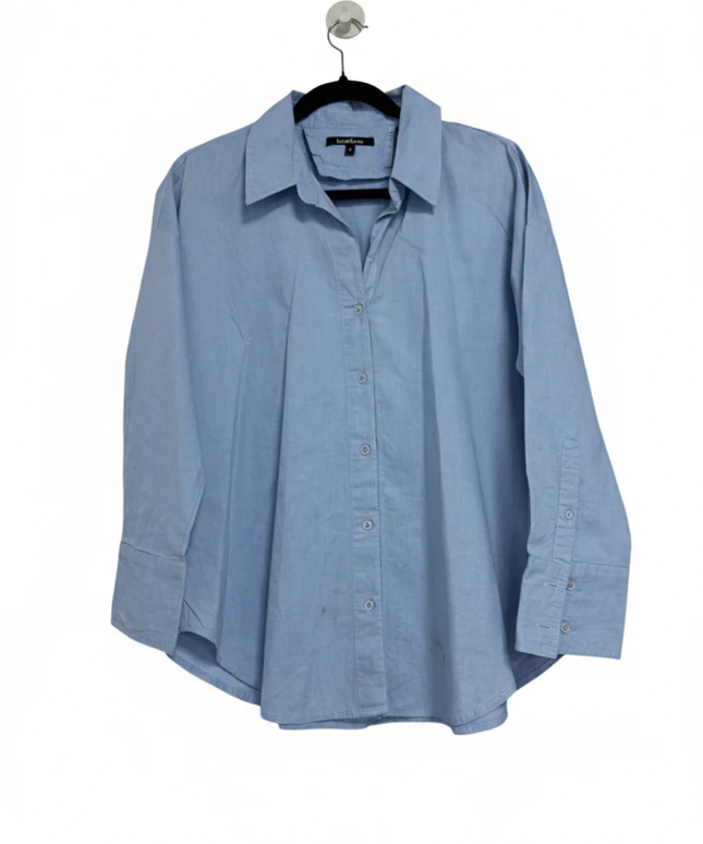 Bebe Blue Long-Sleeved Cotton Button-Down Shirt