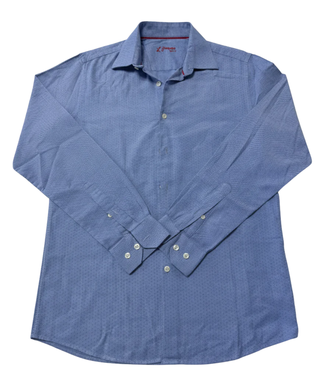 L'Homme by ELLE Blue Micro-Dot Long Sleeve Button-Down Shirt