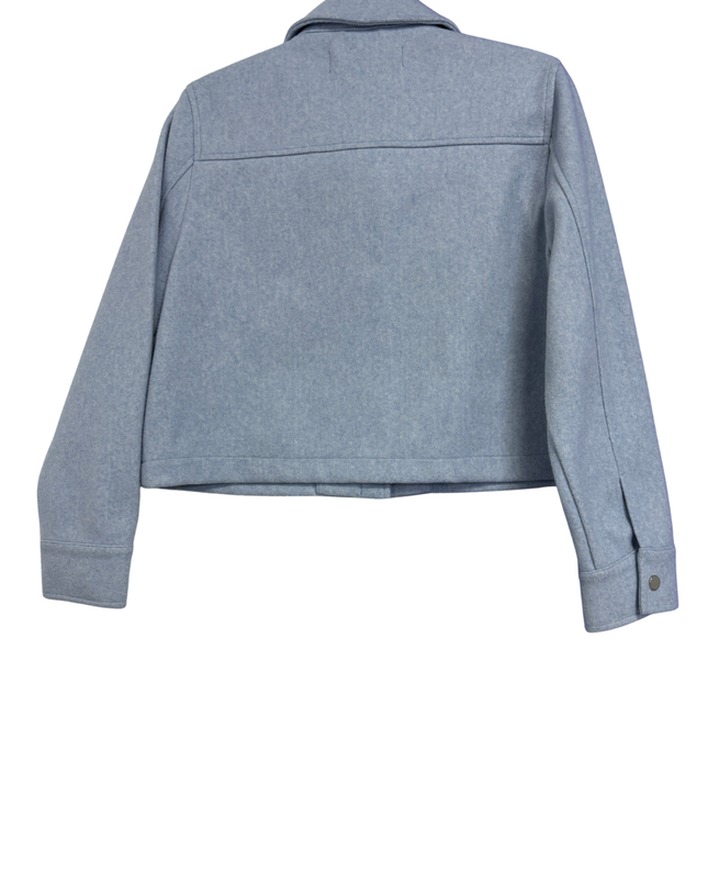 Zara Light Blue Cropped Textured Jacket