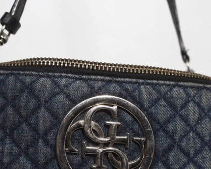 Guess Blue Quilted Denim Shoulder Bag