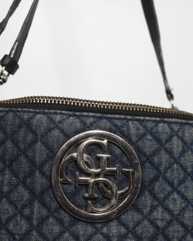 Guess Blue Quilted Denim Shoulder Bag