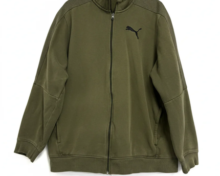 Puma Olive Green Mesh-Detail Full-Zip Track Jacket
