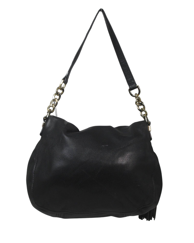 Coach Black Crinkled Leather Hobo Bag