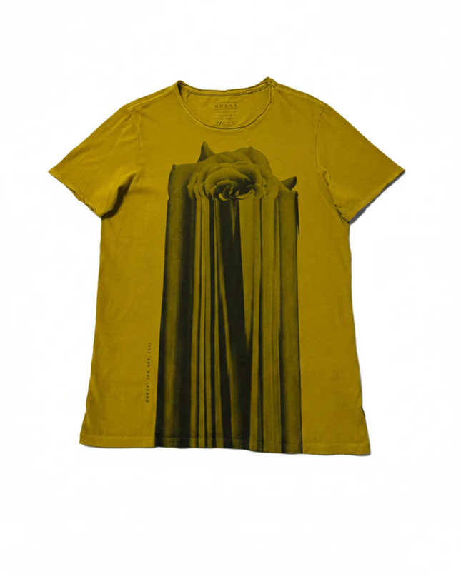 GUESS Yellow Distorted Rose Graphic T-Shirt