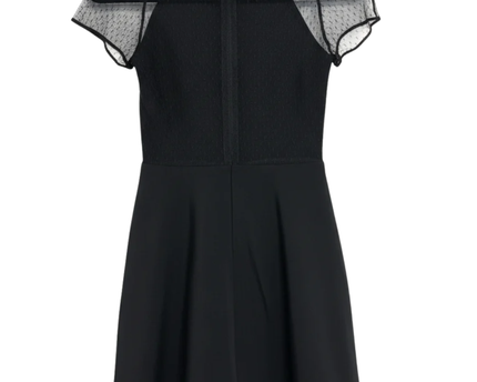 Zara Black Mesh Polka Dot Cap Sleeve Mini Dress