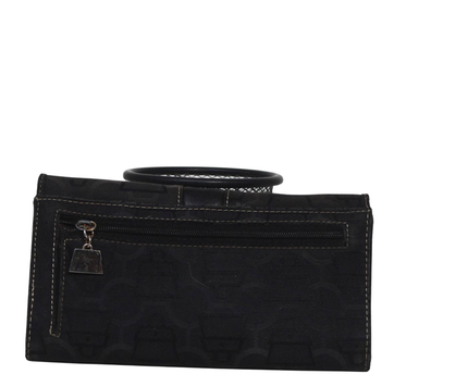 Kathy Van Zeeland Black Monogram Trifold Clutch Wallet