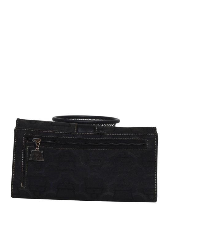 Kathy Van Zeeland Black Monogram Trifold Clutch Wallet