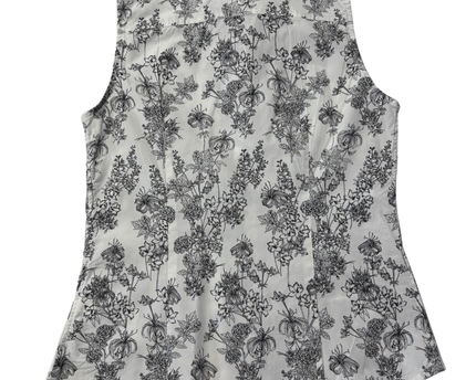 Banana Republic White/Black Floral Sleeveless Button-Down Shirt