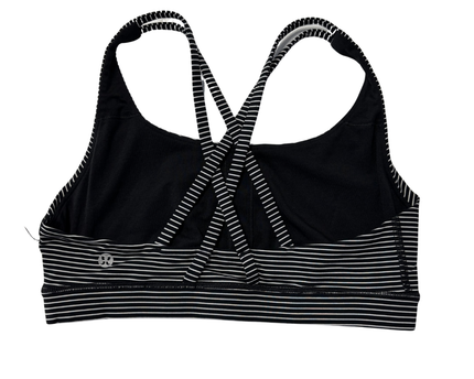 Lululemon Black and White Striped Graphic Cross-Back Sports Bra