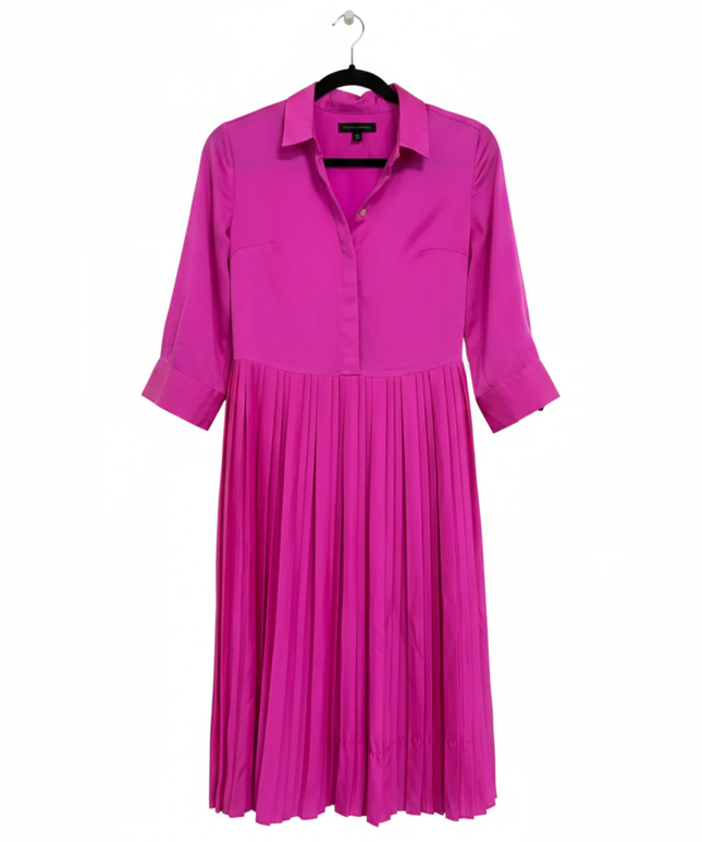 Banana Republic Pink Pleated Midi Shirt Dress
