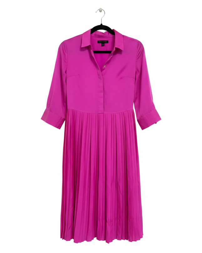 Banana Republic Pink Pleated Midi Shirt Dress