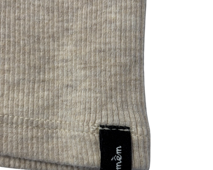 mêm Beige Ribbed Gothic Embroidered Tank Top