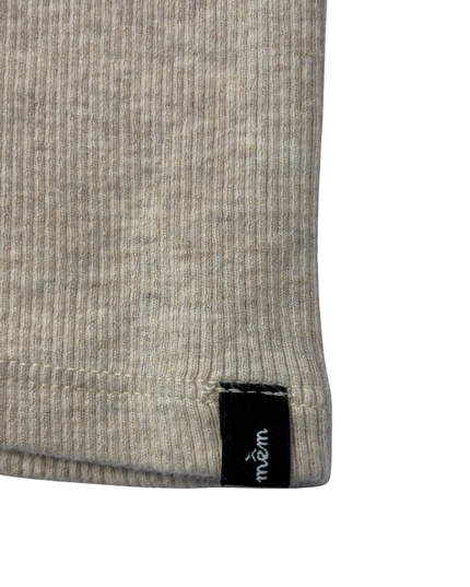 mêm Beige Ribbed Gothic Embroidered Tank Top