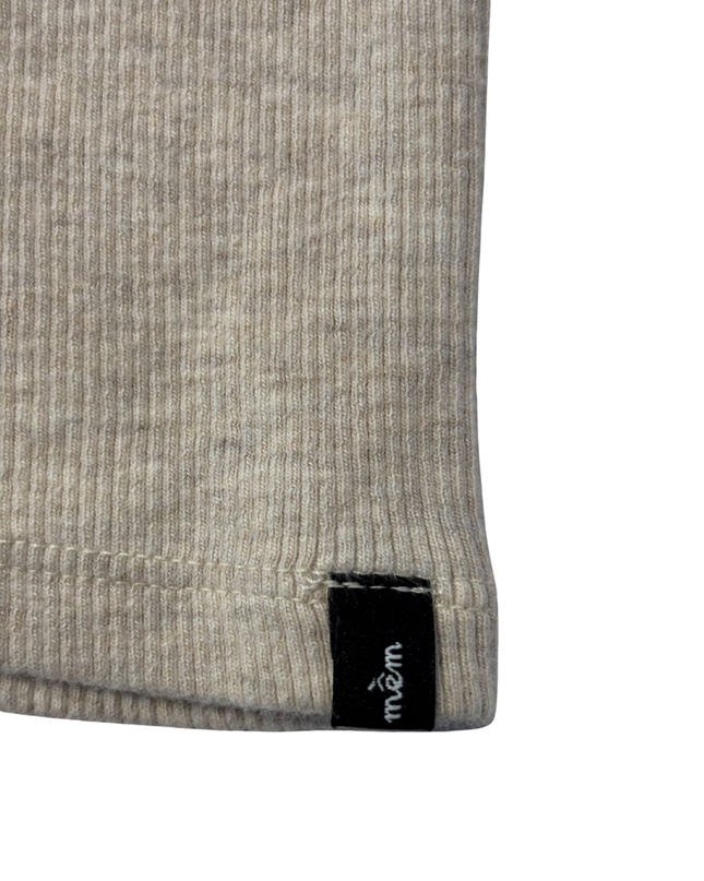 mêm Beige Ribbed Gothic Embroidered Tank Top