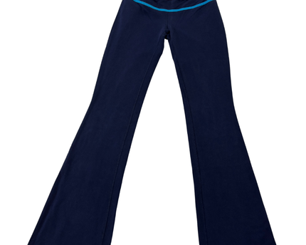 Lululemon Athletica Navy Blue Flared Yoga Pants with Stripe Waistband