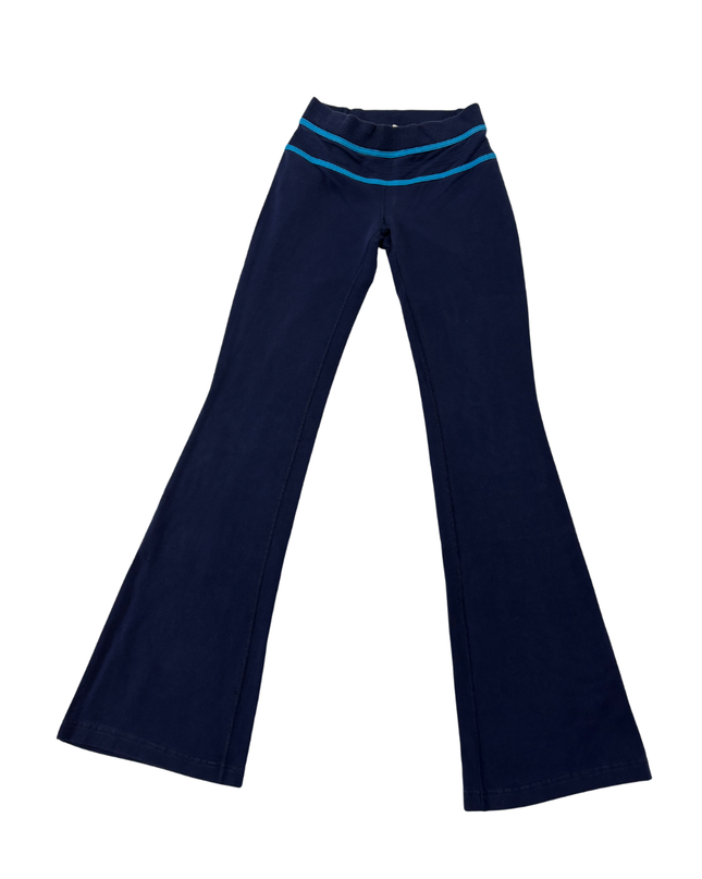 Lululemon Athletica Navy Blue Flared Yoga Pants with Stripe Waistband