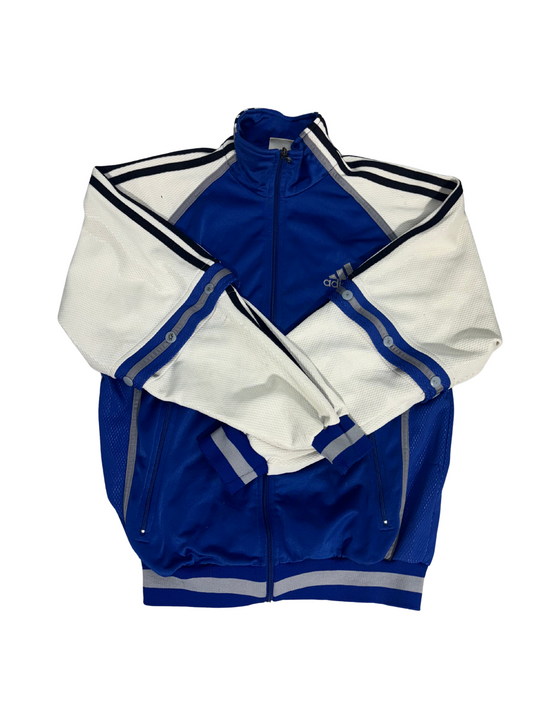 Vintage Adidas Tearaway Track Jacket – Royal Blue & White – Snap-Off Sleeves - S