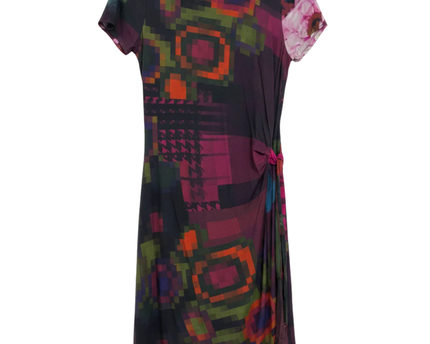 Desigual Multicolor Pixelated Print Side-Tie Dress