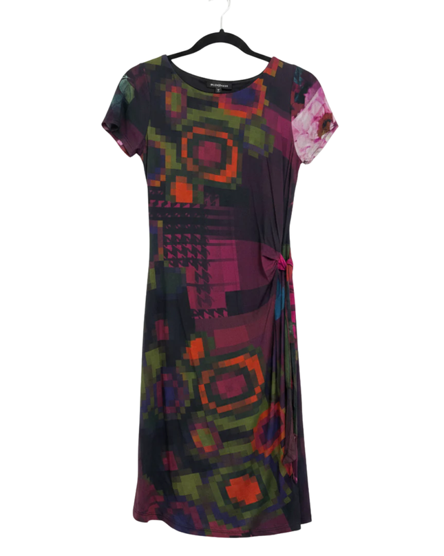Desigual Multicolor Pixelated Print Side-Tie Dress