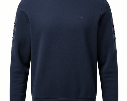 Tommy Hilfiger Navy Blue Logo Tape Crewneck Sweatshirt