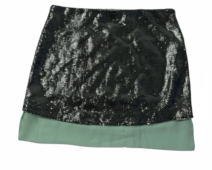 Massimo Dutti Silver Sequin Mini Skirt W/TAG