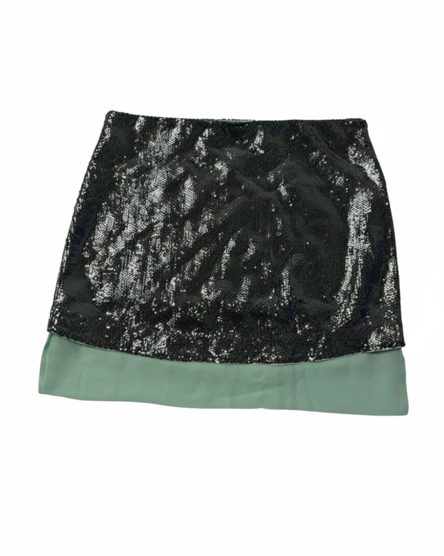 Massimo Dutti Silver Sequin Mini Skirt W/TAG