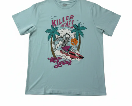 Jacamo Light Blue Miami Surfing Skeleton Graphic Tee