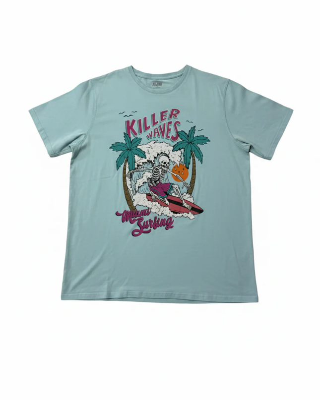 Jacamo Light Blue Miami Surfing Skeleton Graphic Tee