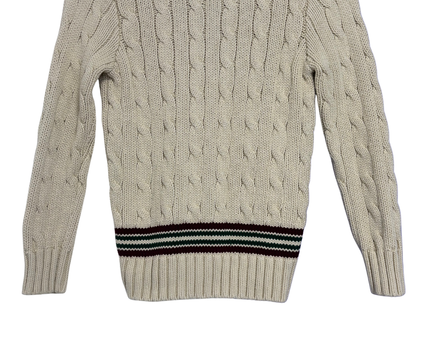 Polo Ralph Lauren Cream Cable-Knit Cricket V-Neck Sweater