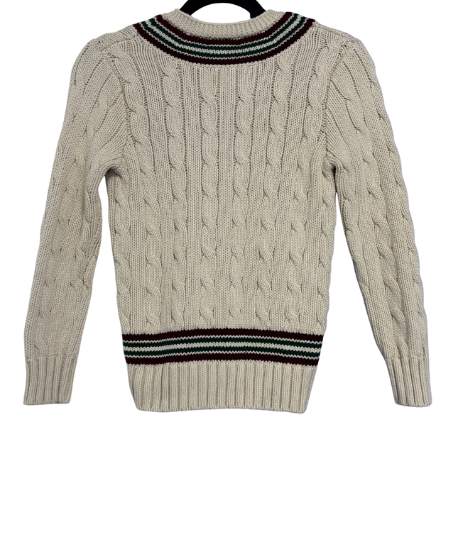 Polo Ralph Lauren Cream Cable-Knit Cricket V-Neck Sweater