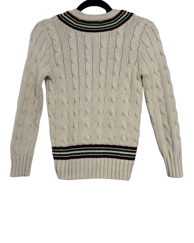 Polo Ralph Lauren Cream Cable-Knit Cricket V-Neck Sweater