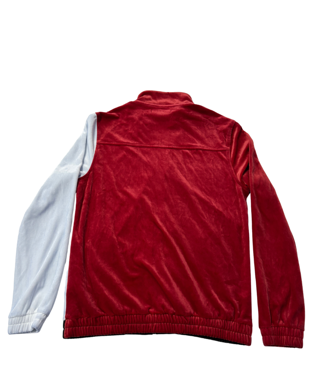 INC International Concepts Red/Black/White Velour Colorblock Track Jacket