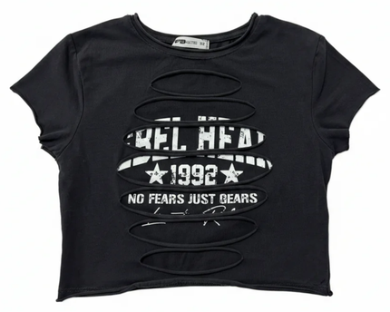 FB Sister Black Rebel Heart 1992 Cutout Graphic Crop Top