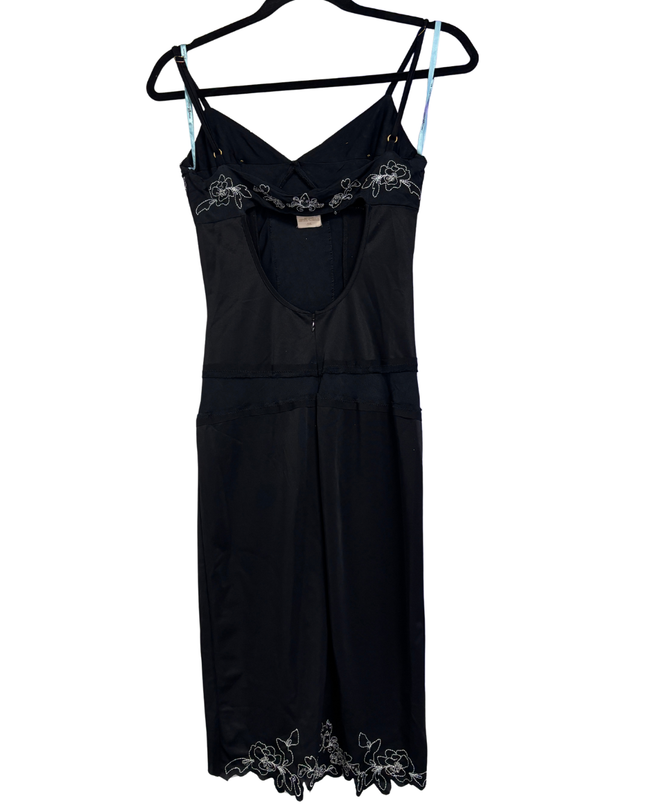 Mary-Kate and Ashley Black Y2K Embroidered Corset Midi Dress