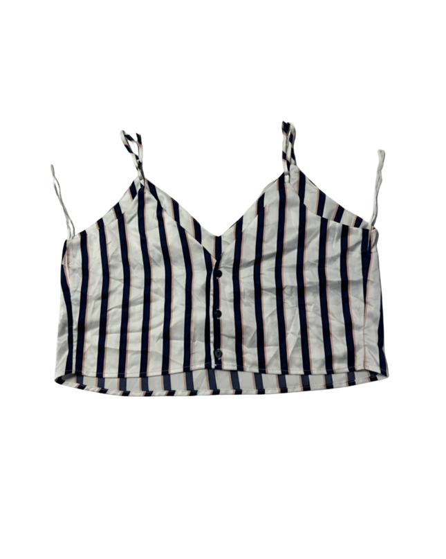 Garage Navy/White Striped Satin Cami Top W/Tags