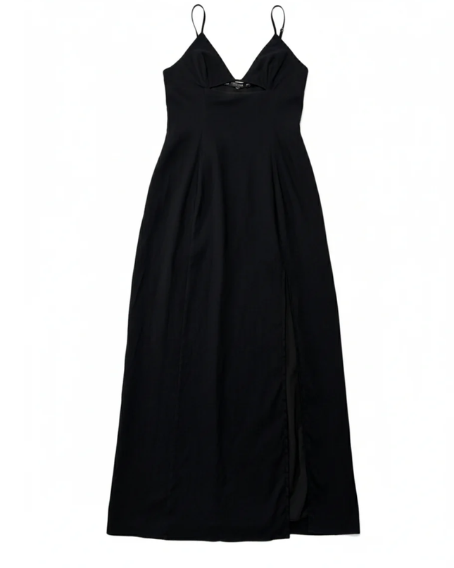 Zara Black V-Neck Maxi Dress with Side Slit
