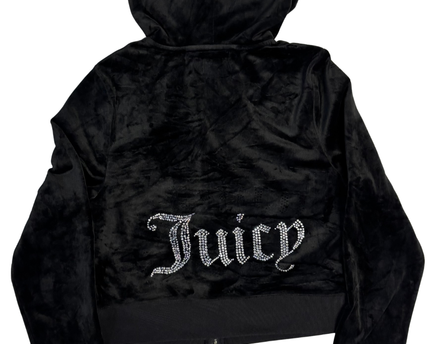 Juicy Couture Black Velour Zip-Up Hoodie