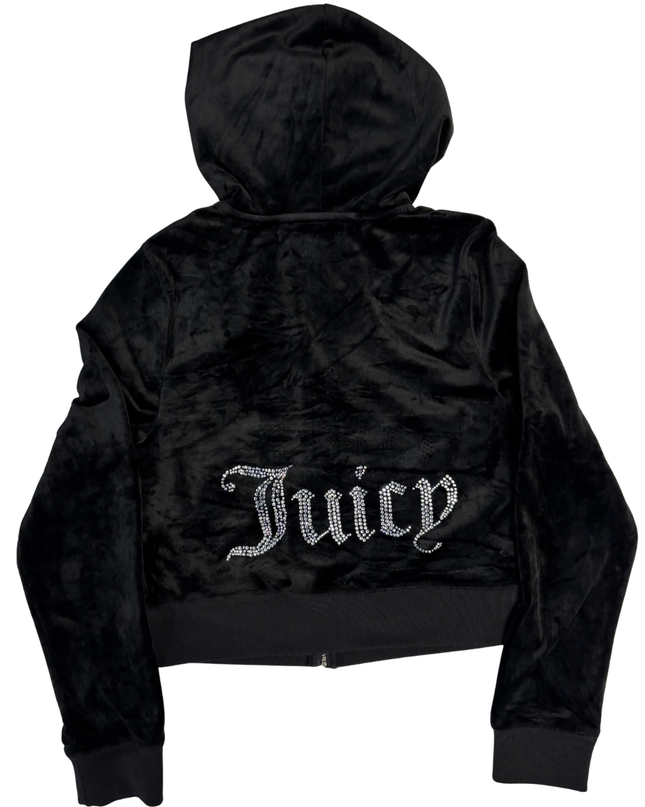 Juicy Couture Black Velour Zip-Up Hoodie