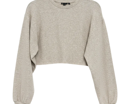 ASOS DESIGN Beige Long Sleeve Cropped Knit Top
