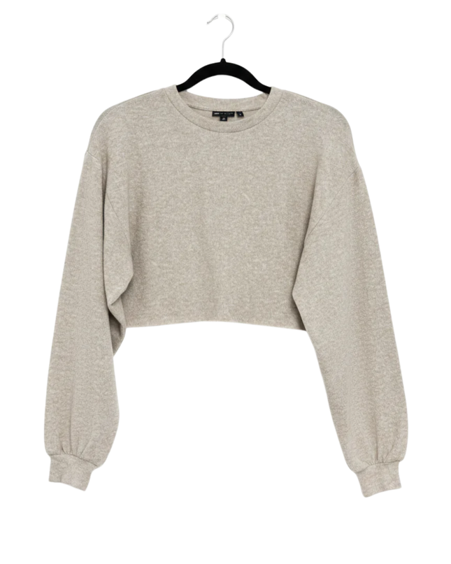 ASOS DESIGN Beige Long Sleeve Cropped Knit Top