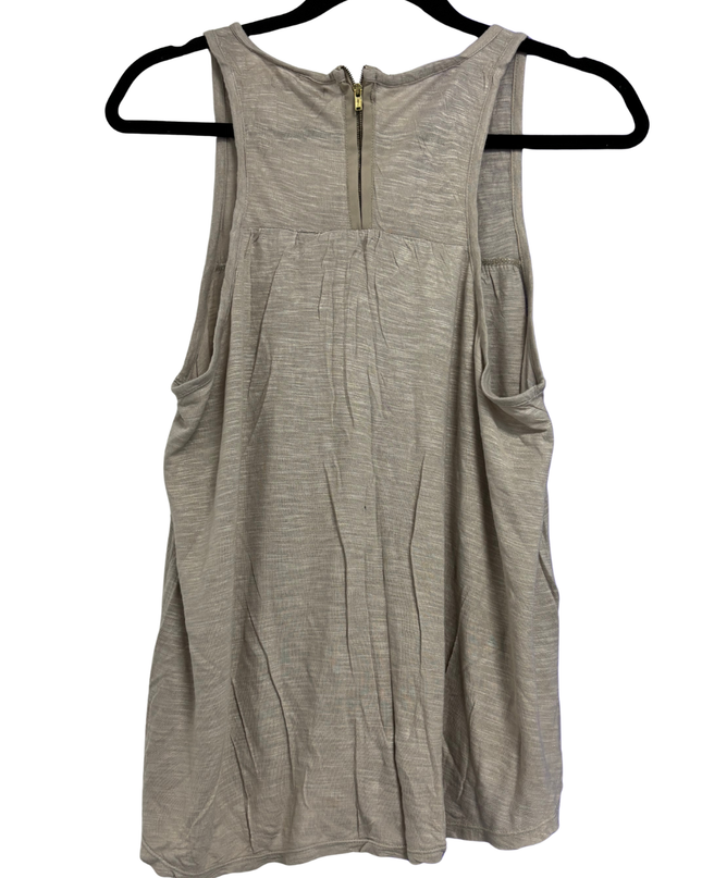 American Eagle Beige Sleeveless Zip-Back Tank Top