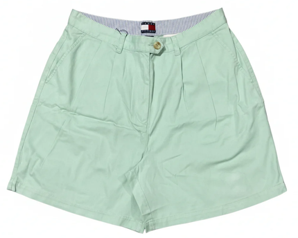 Tommy Hilfiger Mint Green Classic Pleated Cotton Shorts