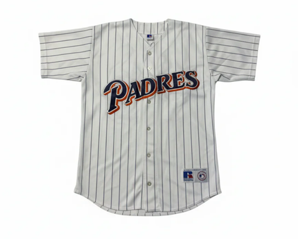 Russell Athletic White San Diego Padres Pinstripe Baseball Jersey