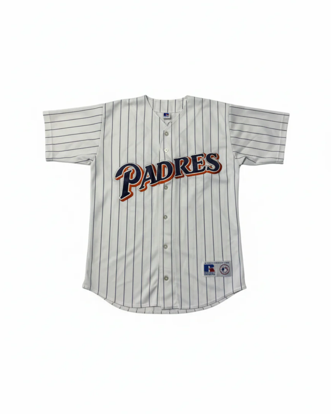 Russell Athletic White San Diego Padres Pinstripe Baseball Jersey