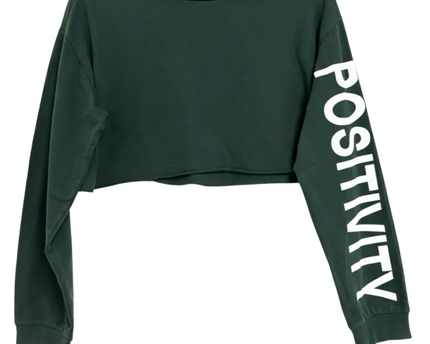 H&M Divided Green Positivity Graphic Crop Top Sweatshirt