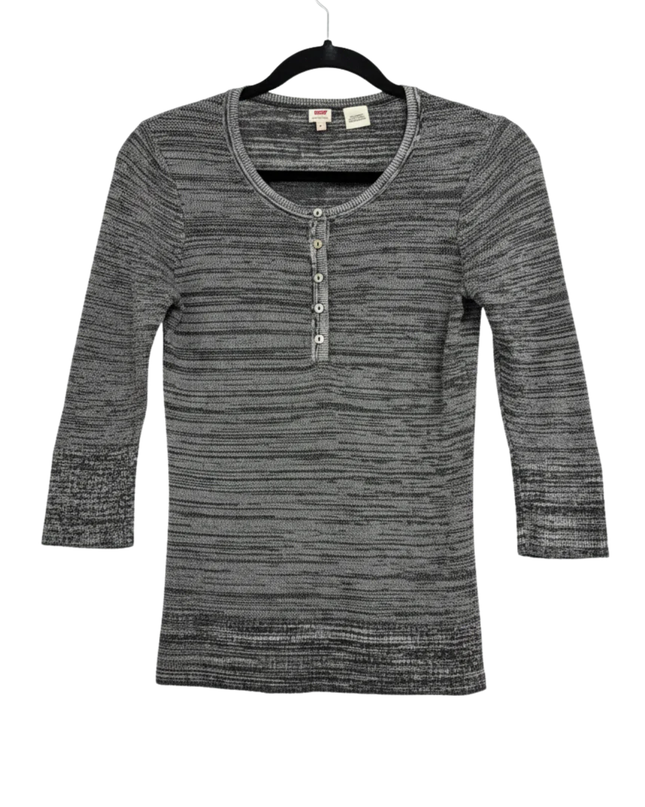 Levi's Grey Space-Dye Henley Knit Top