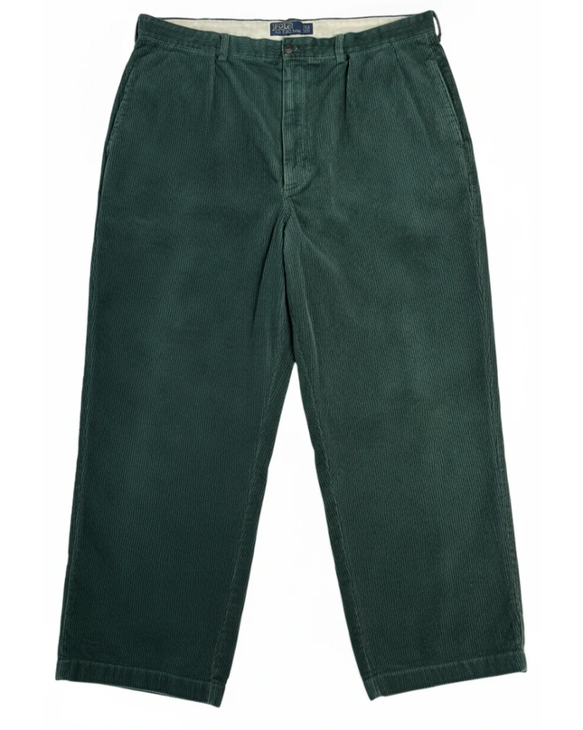 Polo Ralph Lauren Green Andrew Pant Corduroy Pleated Trousers
