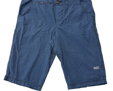 Superdry Blue Checkered Grid Pattern Shorts